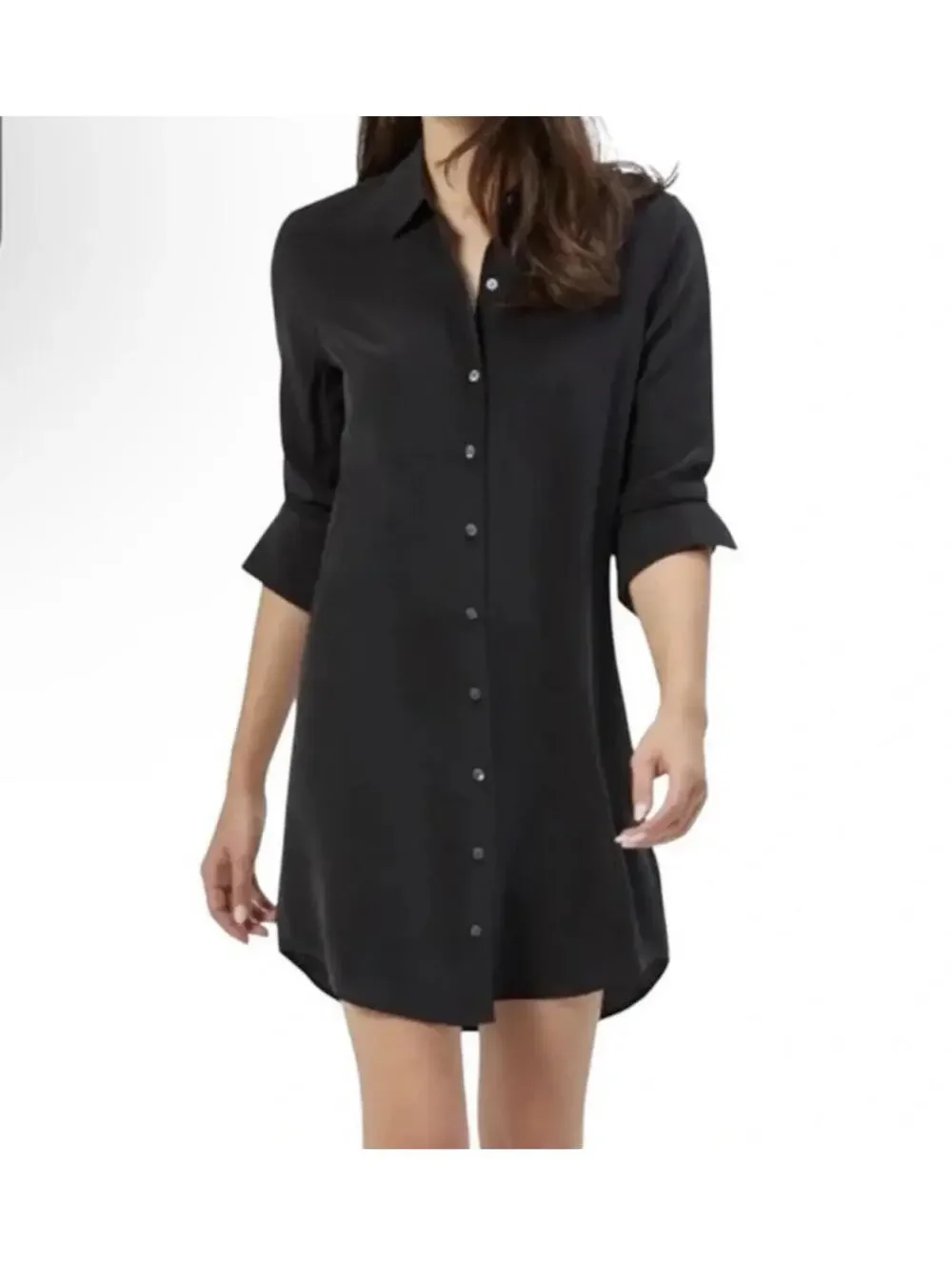 New Equipment Essential Silk Shirt Dress In Black Size M $325 - Picture 2 of 12